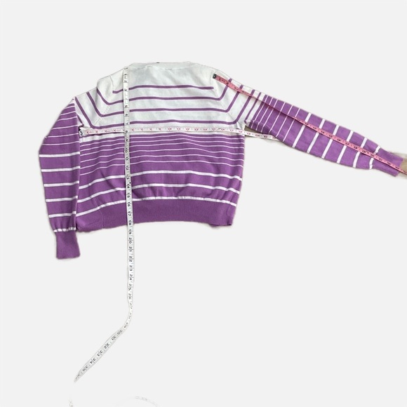 Bcbg Maxazria Cardigan Cotton Cashmere Blend Size XS Purple Ivory Pockets - Picture 9 of 10